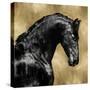 Black Stallion on Gold-Martin Rose-Stretched Canvas