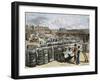 Black Stevedores Loading Bales on the Cotton Wharf in Charleston, South Carolina, 1870s-null-Framed Giclee Print