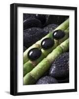 Black Stones on Bamboo-Uwe Merkel-Framed Photographic Print