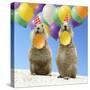 Black-Tailed Prairie Dog Pair with Balloons-null-Stretched Canvas