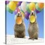 Black-Tailed Prairie Dog Pair with Balloons-null-Stretched Canvas