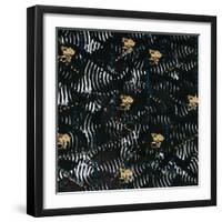 Black texture background with White Pattern and Yellow floral-Bee Sturgis-Framed Art Print