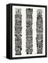 Black Tiki Totems-Cat Coquillette-Framed Stretched Canvas