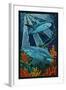 Black Tip Reef Shark - Paper Mosaic-Lantern Press-Framed Art Print