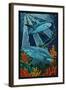 Black Tip Reef Shark - Paper Mosaic-Lantern Press-Framed Art Print