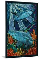 Black Tip Reef Shark - Paper Mosaic-Lantern Press-Mounted Art Print