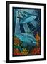 Black Tip Reef Shark - Paper Mosaic-Lantern Press-Framed Art Print