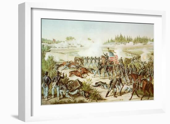 Black Troops of the 54th Massachusetts Regiment at the Battle of Olustee, Florida, 1864-null-Framed Giclee Print