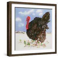 Black Turkey with Snow Berries, 1996-E.B. Watts-Framed Giclee Print