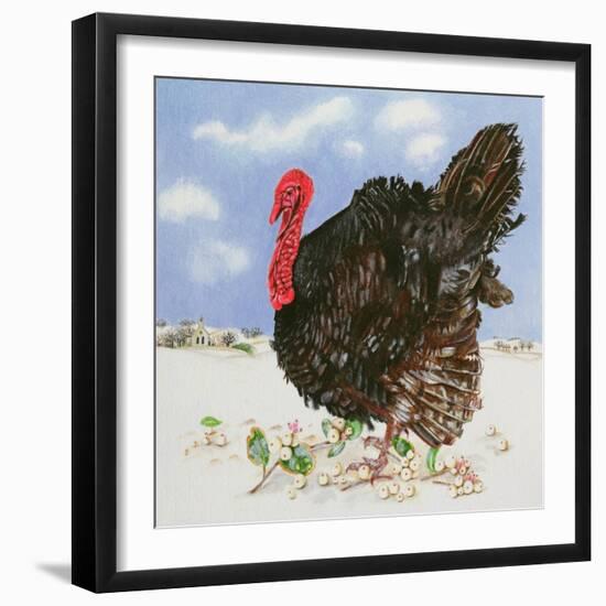 Black Turkey with Snow Berries, 1996-E.B. Watts-Framed Giclee Print