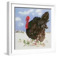 Black Turkey with Snow Berries, 1996-E.B. Watts-Framed Giclee Print