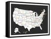 Black USA Map-Kindred Sol Collective-Framed Stretched Canvas