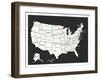 Black USA Map-Kindred Sol Collective-Framed Art Print