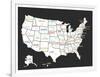 Black USA Map-Kindred Sol Collective-Framed Art Print