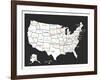 Black USA Map-Kindred Sol Collective-Framed Art Print