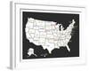 Black USA Map-Kindred Sol Collective-Framed Art Print