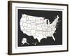 Black USA Map-Kindred Sol Collective-Framed Art Print