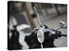 Black Vespa, Madrid, Spain-Walter Bibikow-Stretched Canvas