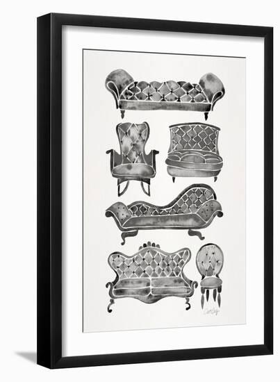 Black Victorian Lounge-Cat Coquillette-Framed Art Print