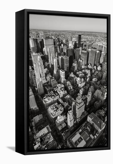 Black & White Aerial View of Nyc. Vertical New York.-Francois Roux-Framed Stretched Canvas