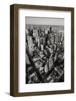 Black & White Aerial View of Nyc. Vertical New York.-Francois Roux-Framed Photographic Print