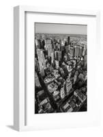 Black & White Aerial View of Nyc. Vertical New York.-Francois Roux-Framed Photographic Print