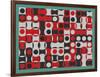 BLACK WHITE & RED COMPOSIT OF CIRCLES-Peter McClure-Framed Giclee Print