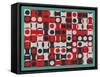 BLACK WHITE & RED COMPOSIT OF CIRCLES-Peter McClure-Framed Stretched Canvas