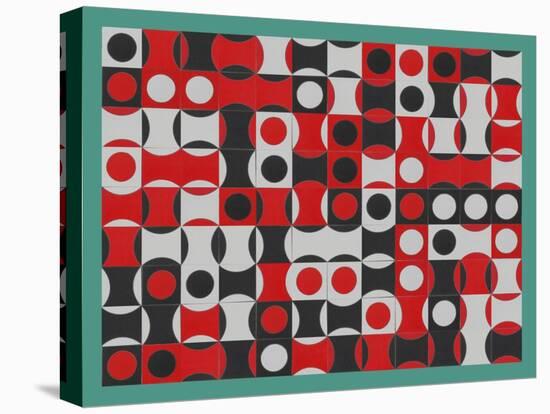 BLACK WHITE & RED COMPOSIT OF CIRCLES-Peter McClure-Stretched Canvas