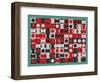 BLACK WHITE & RED COMPOSIT OF CIRCLES-Peter McClure-Framed Giclee Print