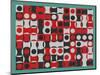 BLACK WHITE & RED COMPOSIT OF CIRCLES-Peter McClure-Mounted Giclee Print