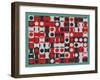 BLACK WHITE & RED COMPOSIT OF CIRCLES-Peter McClure-Framed Giclee Print