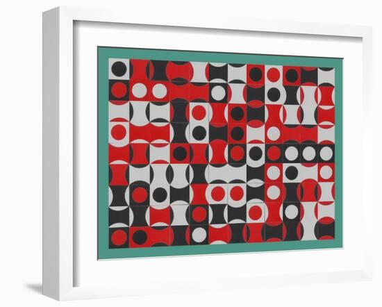 BLACK WHITE & RED COMPOSIT OF CIRCLES-Peter McClure-Framed Giclee Print