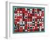 BLACK WHITE & RED COMPOSIT OF CIRCLES-Peter McClure-Framed Giclee Print