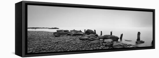 Black & White Water Panel I-James McLoughlin-Framed Stretched Canvas