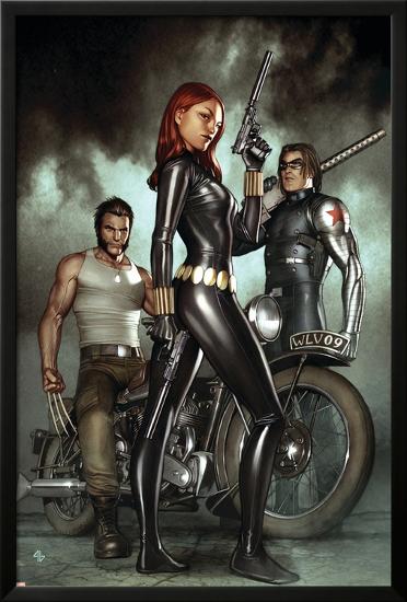 Black Widow: Deadly Origins No.1 Cover: Black Widow, Bucky and Wolverine-Adi Granov-Lamina Framed Poster