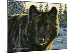 Black Wolf-Bruce Miller-Mounted Giclee Print