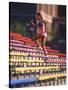 Black Woman Running Up Stairs-null-Stretched Canvas