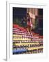 Black Woman Running Up Stairs-null-Framed Photographic Print