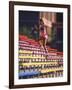 Black Woman Running Up Stairs-null-Framed Photographic Print