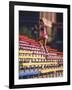 Black Woman Running Up Stairs-null-Framed Photographic Print