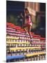 Black Woman Running Up Stairs-null-Mounted Photographic Print