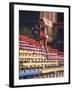 Black Woman Running Up Stairs-null-Framed Photographic Print