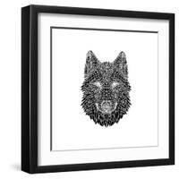 Black Woolf Head Mesh-NaxArt-Framed Art Print