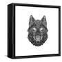 Black Woolf Head Mesh-NaxArt-Framed Stretched Canvas