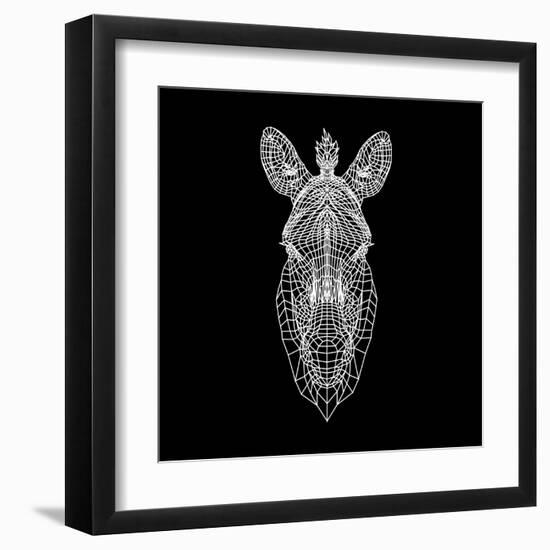 Black Zebra Head Mesh-NaxArt-Framed Art Print