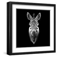 Black Zebra Head-NaxArt-Framed Art Print