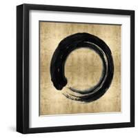 Black Zen Circle on Gold I-Ellie Roberts-Framed Art Print
