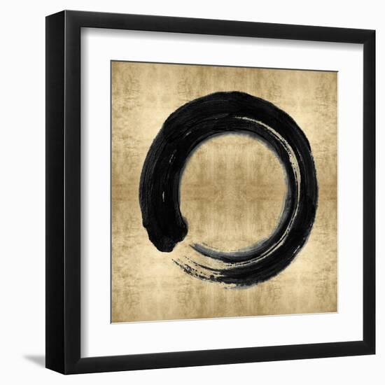 Black Zen Circle on Gold I-Ellie Roberts-Framed Art Print