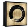 Black Zen Circle on Gold I-Ellie Roberts-Framed Stretched Canvas